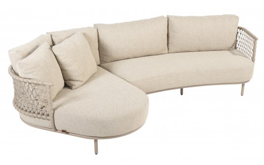 Szeroka sofa szezlong beżowa na taras SARDINIA 4SO aluminium i sznurek