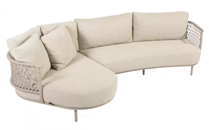 Szeroka sofa szezlong beżowa na taras SARDINIA 4SO aluminium i sznurek 