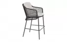 Stołek barowy ogrodowy TRAMONTI 4SO grafitowy z poduszkami lina polipropylenowa
