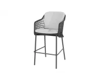Stołek barowy ogrodowy TRAMONTI 4SO grafitowy z poduszkami lina polipropylenowa