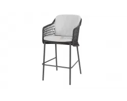 Stołek barowy ogrodowy TRAMONTI 4SO grafitowy z poduszkami lina polipropylenowa
