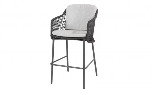 Stołek barowy ogrodowy TRAMONTI 4SO grafitowy z poduszkami lina polipropylenowa