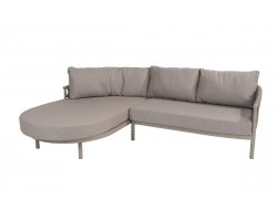 Sofa ogrodowa wypoczynkowa z szezlongiem nowoczesna aluminiowa jasnoszara CATALANA 4SO 