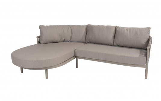 Sofa ogrodowa wypoczynkowa z szezlongiem nowoczesna aluminiowa jasnoszara CATALANA 4SO Sofa ogrodowa wypoczynkowa z szezlongiem nowoczesna aluminiowa jasnoszara CATALANA 4SO