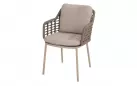 Krzesło ogrodowe nowoczesne aluminiowe beżowe PUGLIA lina polipropylenowa4SO 