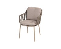 Krzesło ogrodowe nowoczesne aluminiowe beżowe PUGLIA lina polipropylenowa4SO 