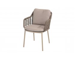 Krzesło ogrodowe nowoczesne aluminiowe beżowe PUGLIA lina polipropylenowa4SO 