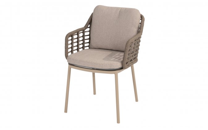 Krzesło ogrodowe nowoczesne aluminiowe beżowe PUGLIA lina polipropylenowa4SO