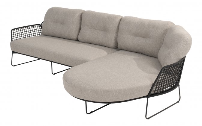 Sofa ogrodowa wypoczynkowa z szezlongiem nowoczesna aluminiowa jasnoszara RHODES 4SO