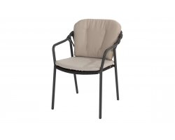 Szataplowane grafitowe krzesło ogrodowe MANITOBA 4SO lina polipropylenowa