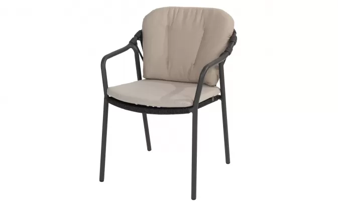 Szataplowane grafitowe krzesło ogrodowe MANITOBA 4SO lina polipropylenowa