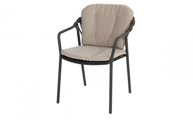 Szataplowane grafitowe krzesło ogrodowe MANITOBA 4SO lina polipropylenowa