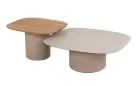Zestaw dwóch stolików kawowych DEMI 4SO z blatami ceramicznym i teakowym