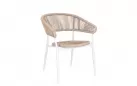 Sztaplowane krzesło ogrodowe ALGAIDA Bizzotto technorattan beżowy kolor / nogi białe