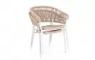 Sztaplowane krzesło ogrodowe ALGAIDA Bizzotto technorattan beżowy kolor / nogi białe