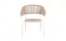 Sztaplowane krzesło ogrodowe ALGAIDA Bizzotto technorattan beżowy kolor / nogi białe