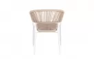 Sztaplowane krzesło ogrodowe ALGAIDA Bizzotto technorattan beżowy kolor / nogi białe