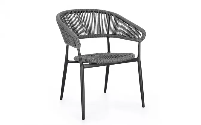 Grafitowe sztaplowane krzesło ogrodowe ALGAIDA Bizzotto 