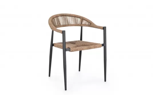 Krzesło na taras kolor naturalny o lekkiej konstrukcji JANDIA Bizzotto aluminium / technorattan