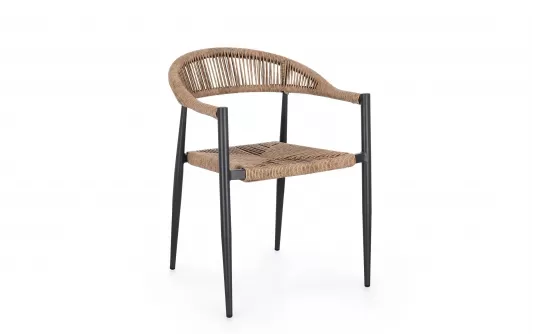 Krzesło na taras kolor naturalny o lekkiej konstrukcji JANDIA Bizzotto aluminium / technorattan Krzesło na taras kolor naturalny o lekkiej konstrukcji JANDIA Bizzotto aluminium / technorattan