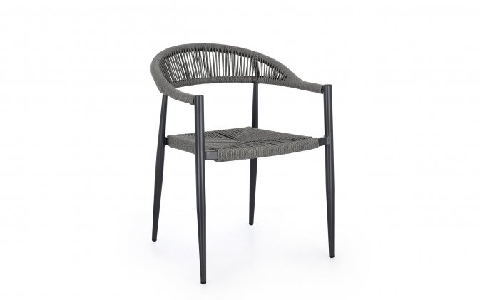 Krzesło na taras grafitowe o lekkiej konstrukcji JANDIA Bizzotto aluminium / technorattan