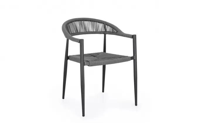 Krzesło na taras grafitowe o lekkiej konstrukcji JANDIA Bizzotto aluminium / technorattan