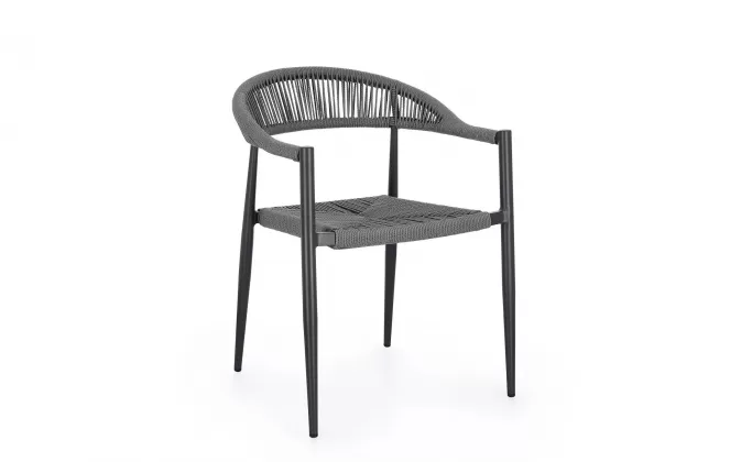 Krzesło na taras grafitowe o lekkiej konstrukcji JANDIA Bizzotto aluminium / technorattan
