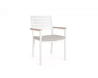 Krzesło ogrodowe białe aluminiowe z poduszką HENNA Bizzotto sztaplowane