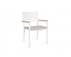Krzesło ogrodowe białe aluminiowe z poduszką HENNA Bizzotto sztaplowane