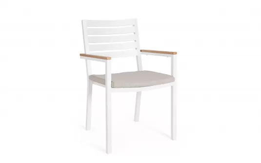 Krzesło ogrodowe białe aluminiowe z poduszką HENNA Bizzotto sztaplowane