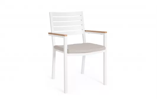 Krzesło ogrodowe białe aluminiowe z poduszką HENNA Bizzotto sztaplowane