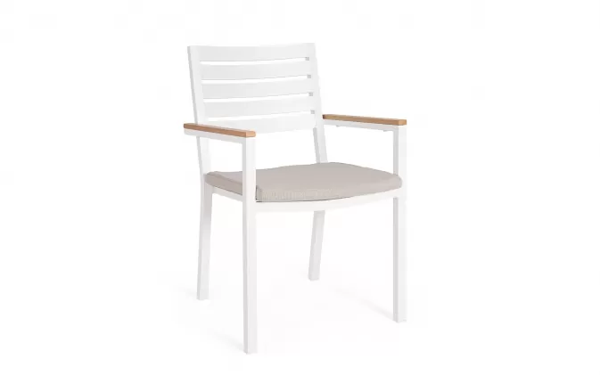 Krzesło ogrodowe białe aluminiowe z poduszką HENNA Bizzotto sztaplowane