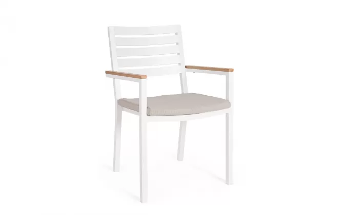 Krzesło ogrodowe białe aluminiowe z poduszką HENNA Bizzotto sztaplowane