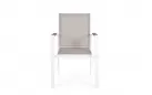 Białe krzesło ogrodowe aluminiowe HETA Bizzotto sztaplowane siedzisko tekstylina