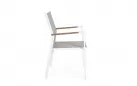 Białe krzesło ogrodowe aluminiowe HETA Bizzotto sztaplowane siedzisko tekstylina