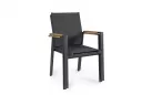 Grafitowe krzesło ogrodowe aluminiowe HETA Bizzotto sztaplowane siedzisko tekstylina