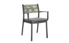 Krzesło na taras aluminiowe grafitowe ALVIN Bizzotto / plecionka z liny jasnozielonej