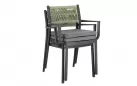 Krzesło na taras aluminiowe grafitowe ALVIN Bizzotto / plecionka z liny jasnozielonej
