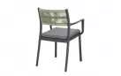 Krzesło na taras aluminiowe grafitowe ALVIN Bizzotto / plecionka z liny jasnozielonej