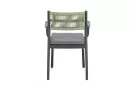Krzesło na taras aluminiowe grafitowe ALVIN Bizzotto / plecionka z liny jasnozielonej