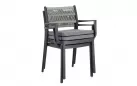 Krzesło na taras aluminiowe grafitowe ALVIN Bizzotto / plecionka z liny szarej
