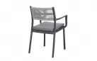 Krzesło na taras aluminiowe grafitowe ALVIN Bizzotto / plecionka z liny szarej
