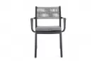Krzesło na taras aluminiowe grafitowe ALVIN Bizzotto / plecionka z liny szarej