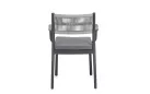 Krzesło na taras aluminiowe grafitowe ALVIN Bizzotto / plecionka z liny szarej