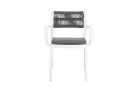 Krzesło na taras aluminiowe białe ALVIN Bizzotto / plecionka z liny grafitowej