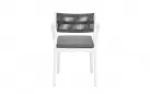 Krzesło na taras aluminiowe białe ALVIN Bizzotto / plecionka z liny grafitowej