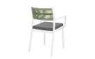 Krzesło na taras aluminiowe białe ALVIN Bizzotto / plecionka z liny jasnozielonej