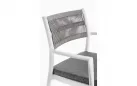 Krzesło na taras aluminiowe białe ALVIN Bizzotto / plecionka z liny szarej