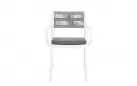 Krzesło na taras aluminiowe białe ALVIN Bizzotto / plecionka z liny szarej