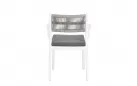 Krzesło na taras aluminiowe białe ALVIN Bizzotto / plecionka z liny szarej